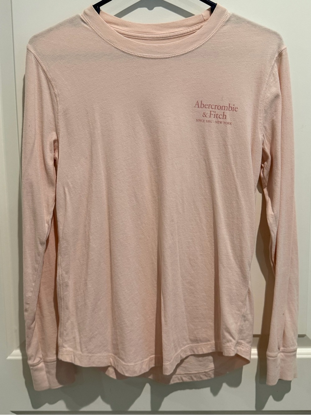 Abercrombie & Fitch Long-Sleeve Logo Tee - Pale Pink - Picture 1 of 6